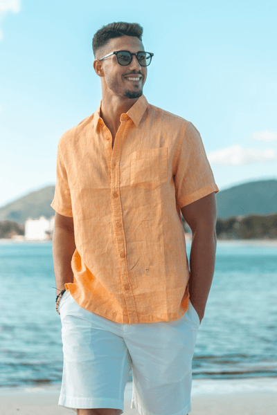 From peach to brown Linen Shirt