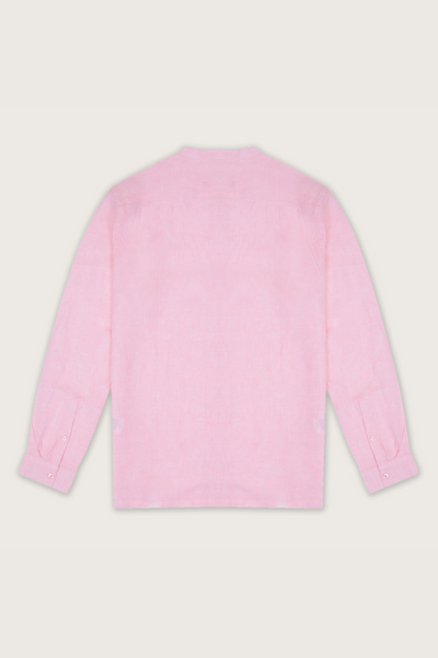 White Palette: Striped Rosa Camisa de lino