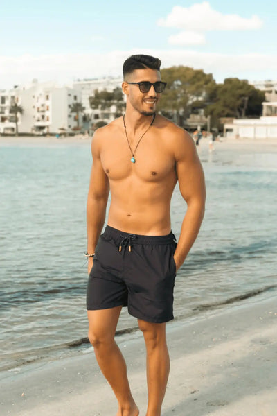 Buy Now Plain Elastic Black Swim Short From Happy Bay