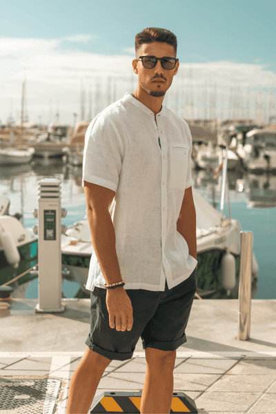 Stay fresh and stylish with Happy Bay's White Hope Linen Shirt - Shop now!