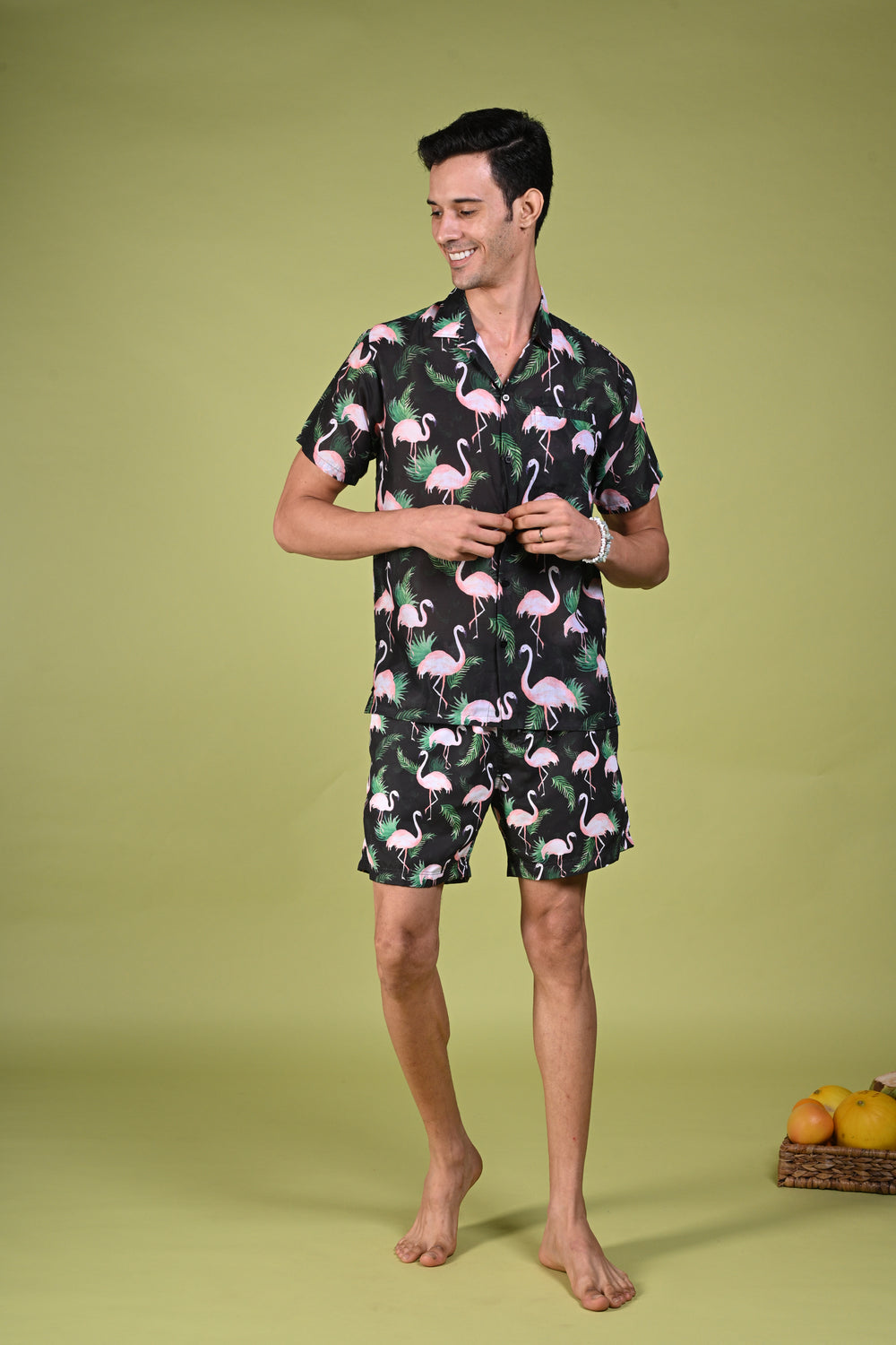 HAPPY BAY Men's Hawaiian Shirt - Aloha Tropical Holiday Shirt, Casual Short Sleeve, Valentine Coal Color - View #6
