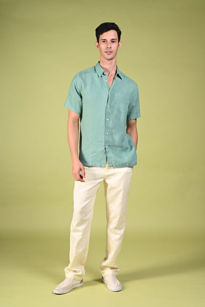 Timless Basics Sky Blue Pure Linen Shirt