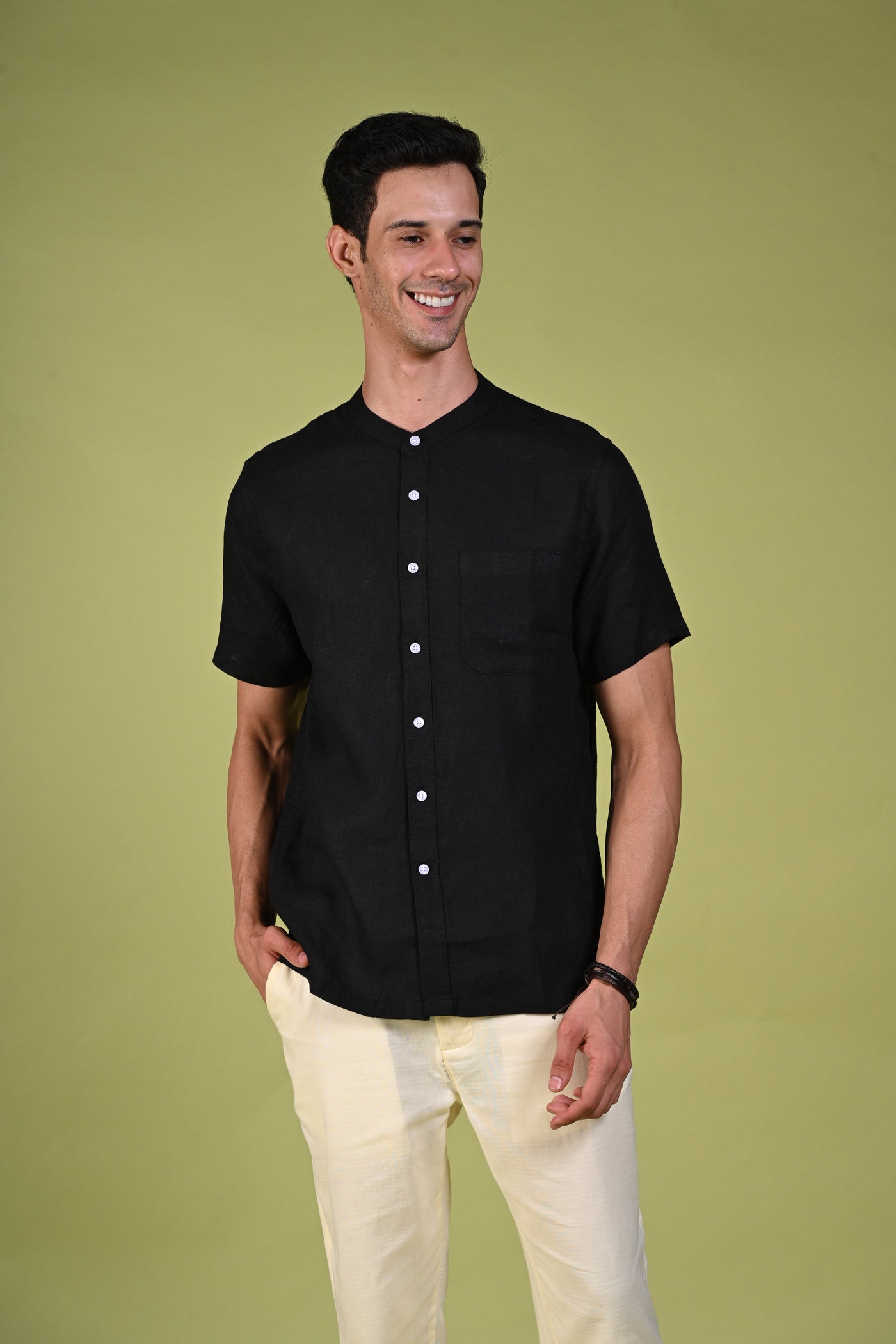 Golden Sands Black Linen Shirt