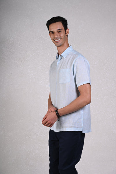 Timless Basics Sky Blue Pure Linen Shirt