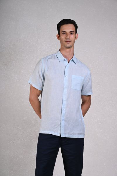 Timless Basics Sky Blue Pure Linen Shirt