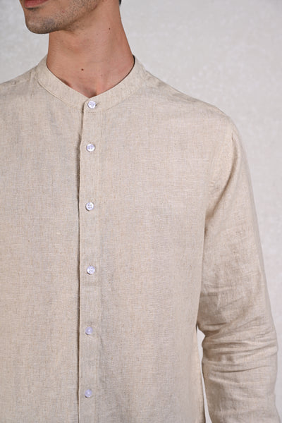 El Mandarin Classic Gray Pure Linen Shirt