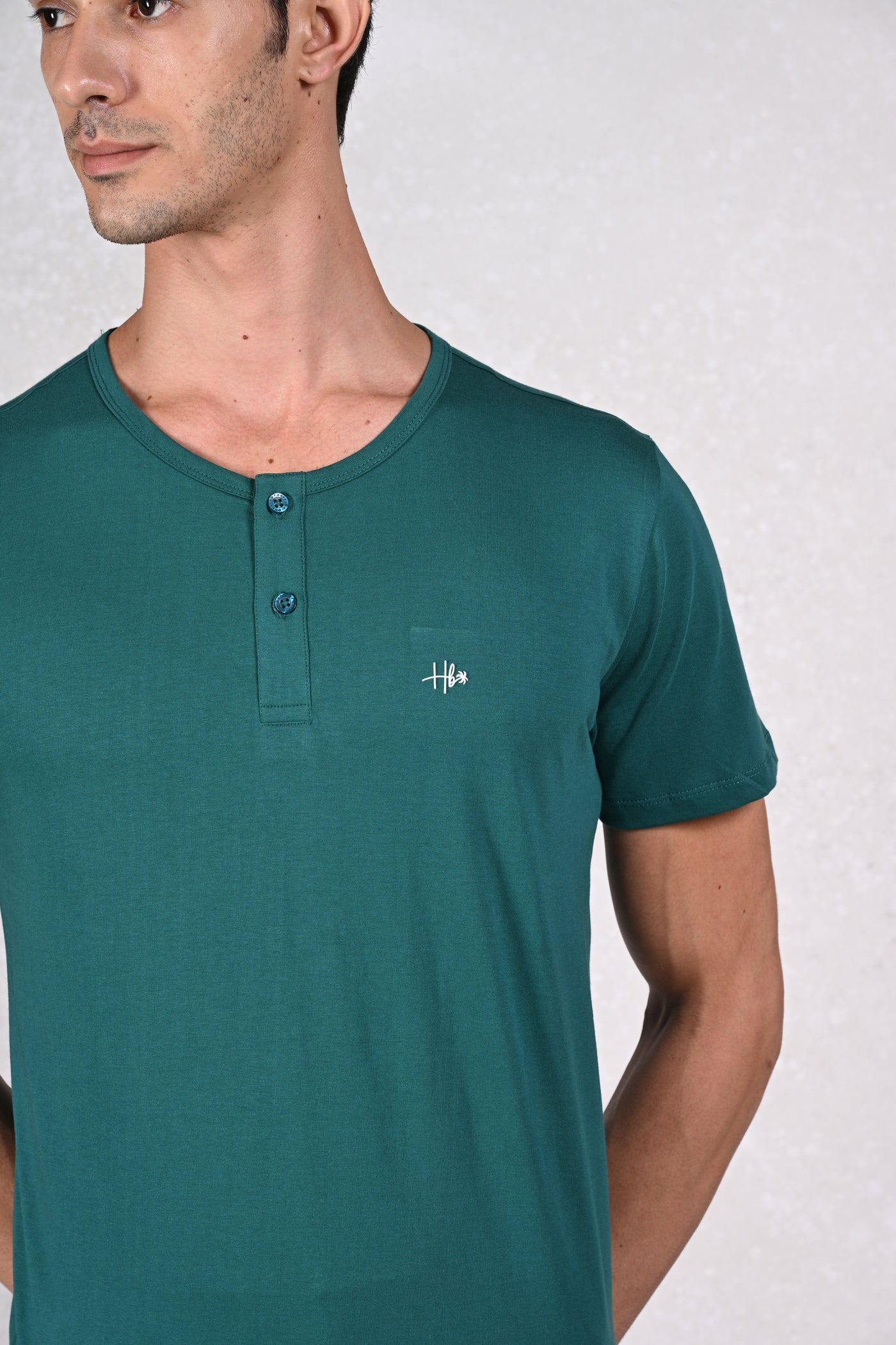 Sunset Glow | Zesty Delight Green Henley T-Shirt