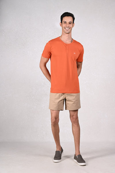 Sunset Glow | Zesty Delight Orange Henley T-Shirt