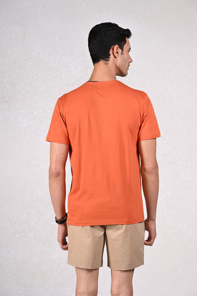 Sunset Glow | Zesty Delight Orange Henley T-Shirt