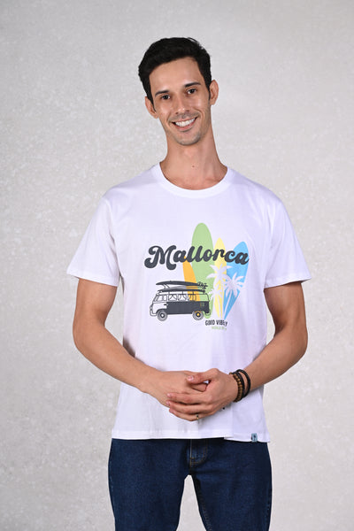 Surf the Mallorca Wave White Crew T-Shirt