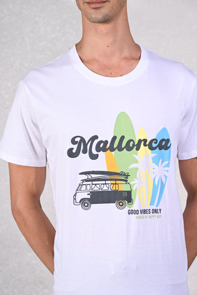 Surf the Mallorca Wave White Crew T-Shirt