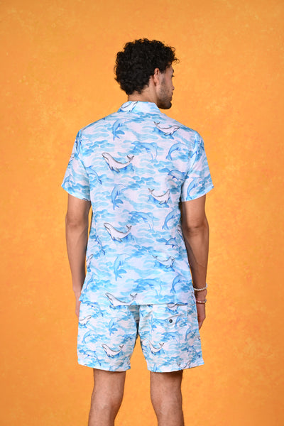 Dolphin Daze Blue Hawaiian Shirt