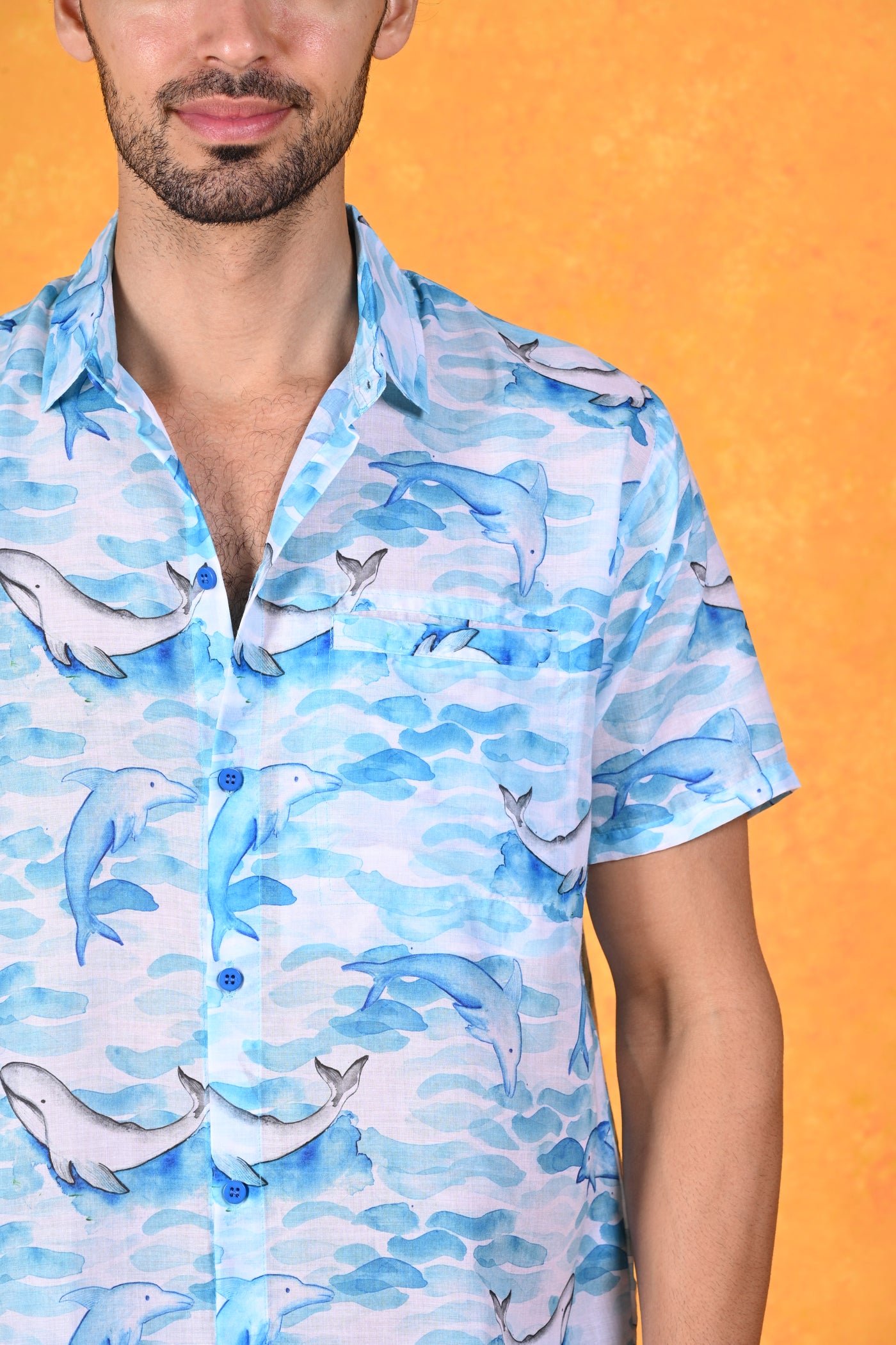 Dolphin Daze Blue Hawaiian Shirt