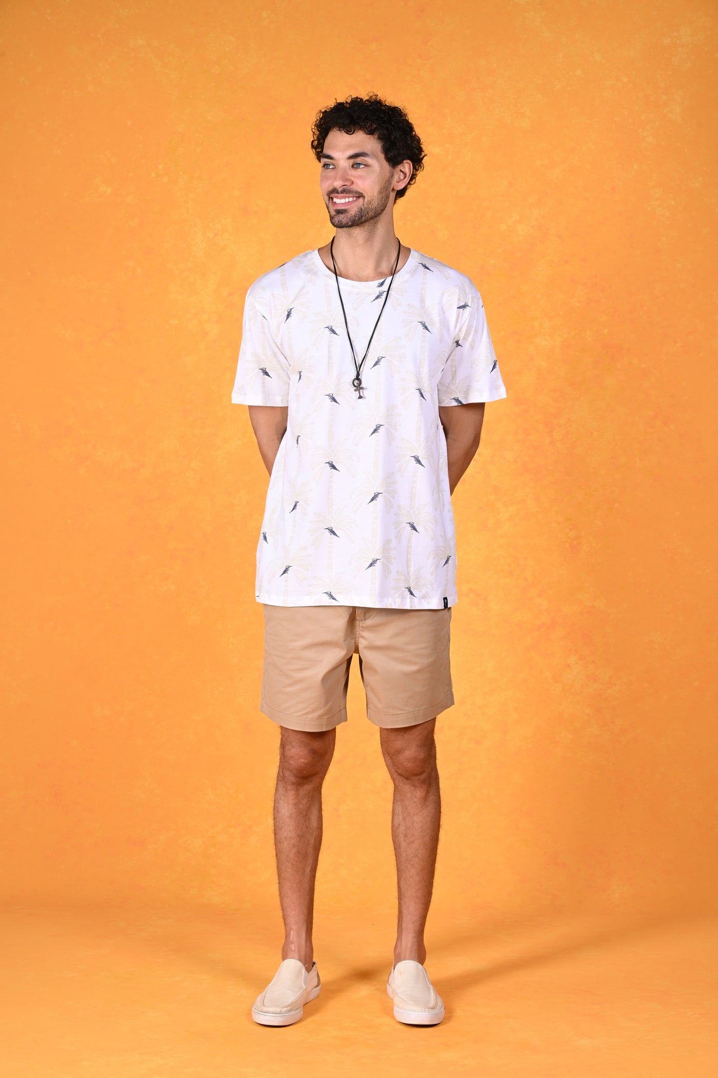 Perched in Paradise | Bluebird Bliss on the Breeze White Crew T-shirt