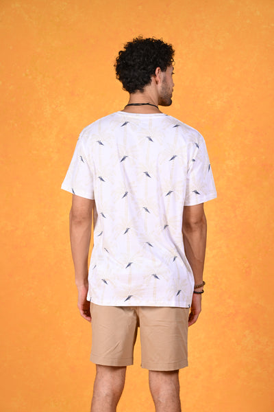 Perched in Paradise | Bluebird Bliss on the Breeze White Crew T-shirt