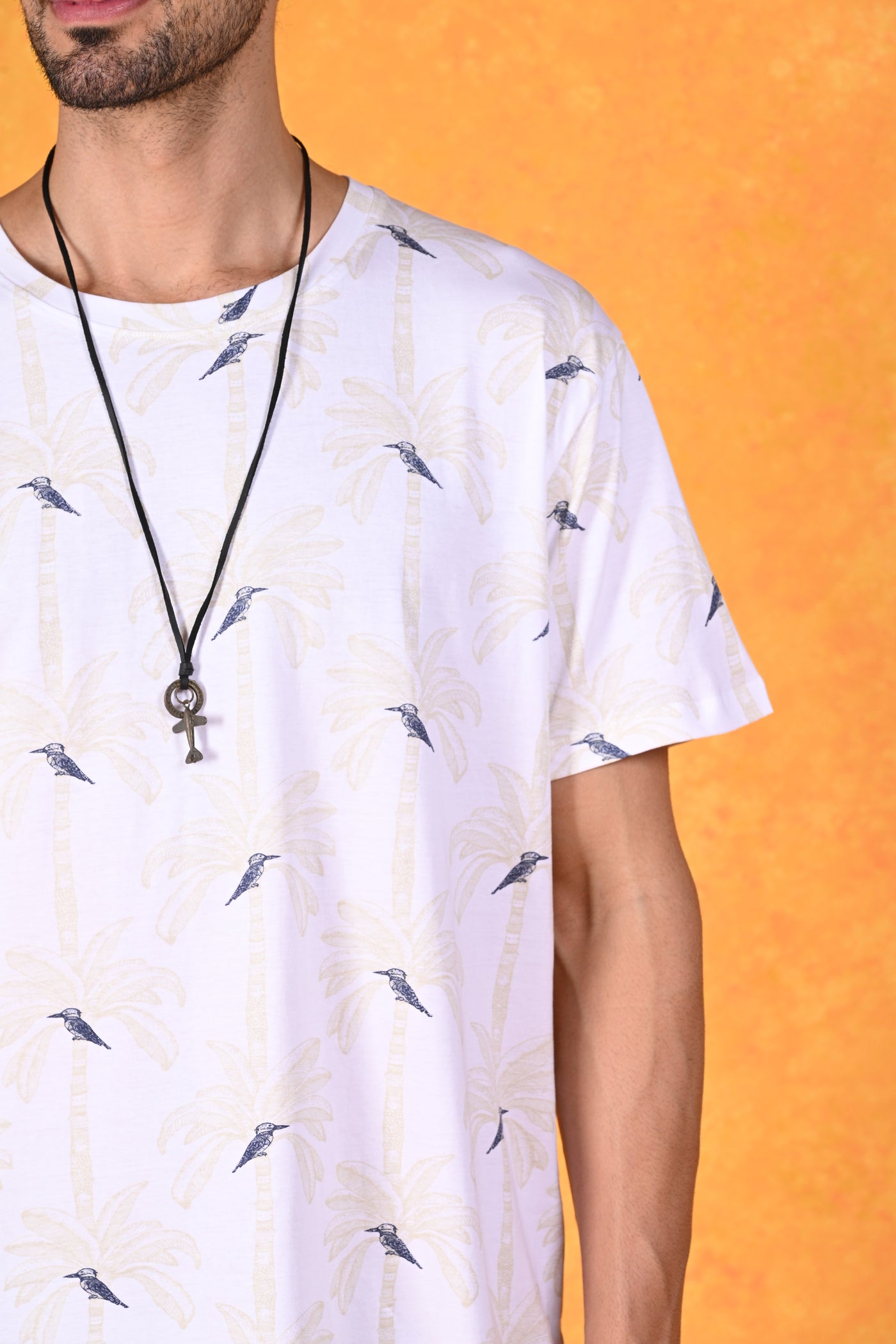 Perched in Paradise | Bluebird Bliss on the Breeze White Crew T-shirt