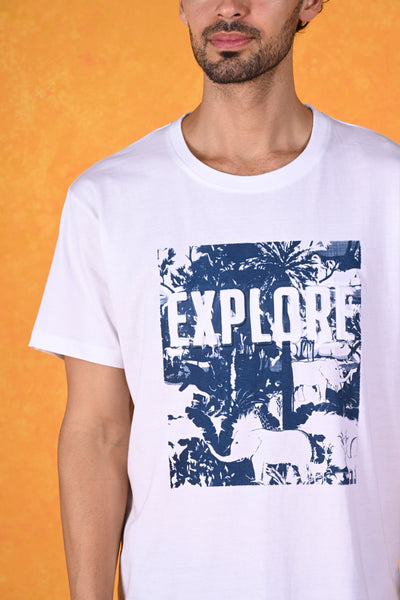 Tropical Trails | Uncover the Wild White Crew T-Shirt