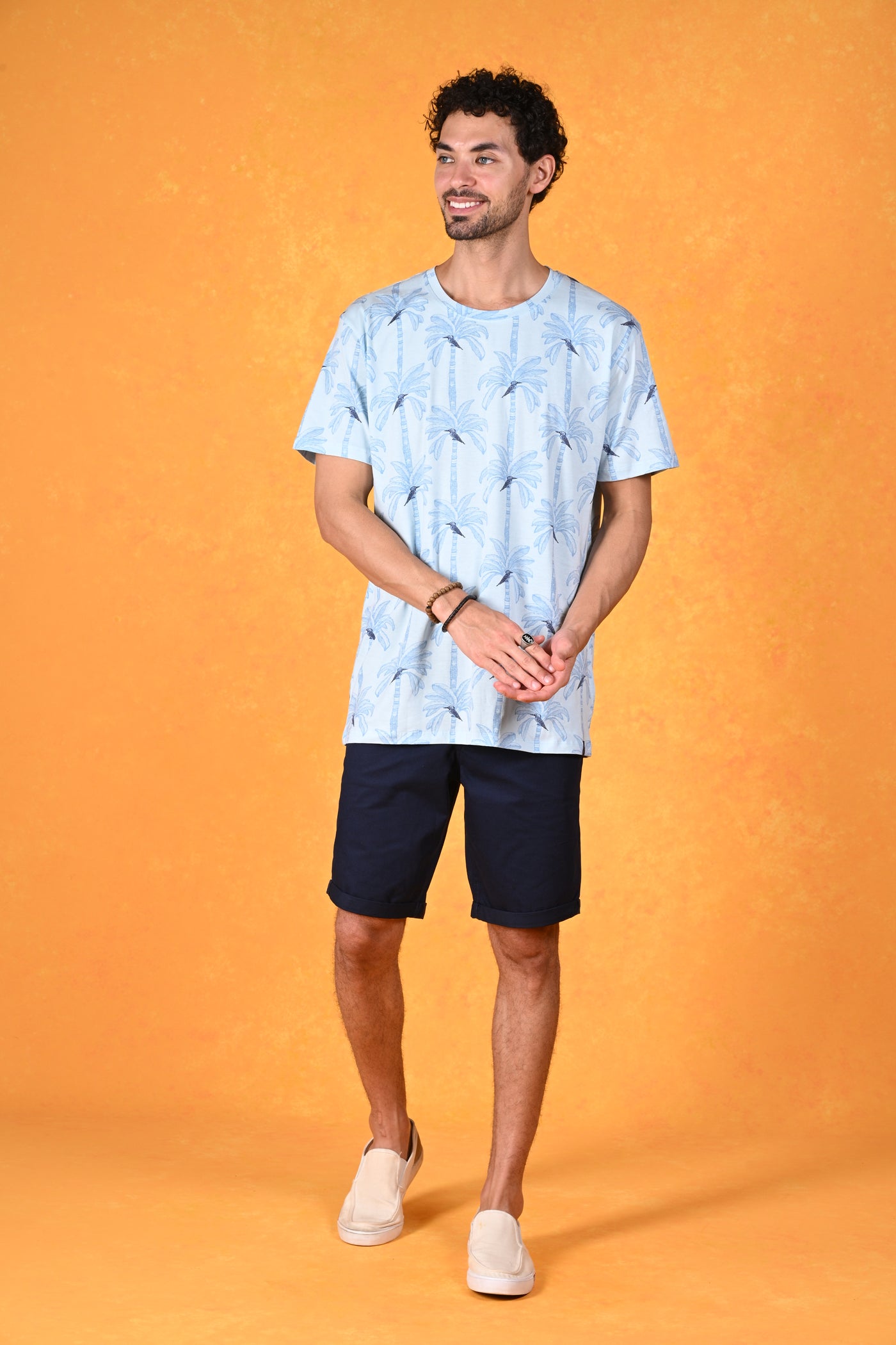 Life in the Palm Lane | Where the Palms Whisper Sky Blue Crew T-shirt
