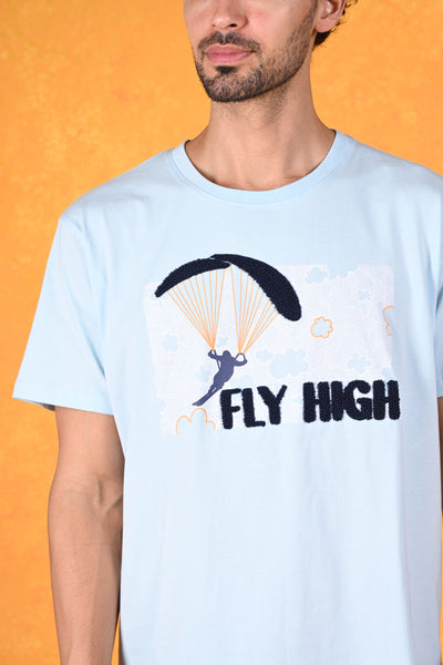 Fly High, Live Free Sky Blue Crew T-Shirt