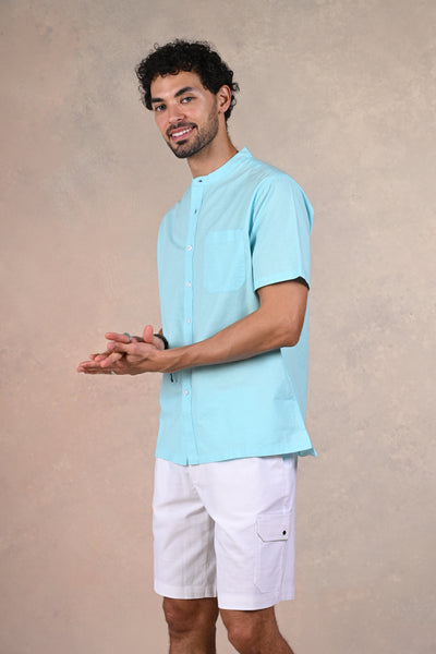 Golden Sands Sky Blue Linen Shirt