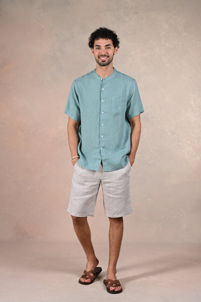 Breezy Basics Green Pure Linen Shirt