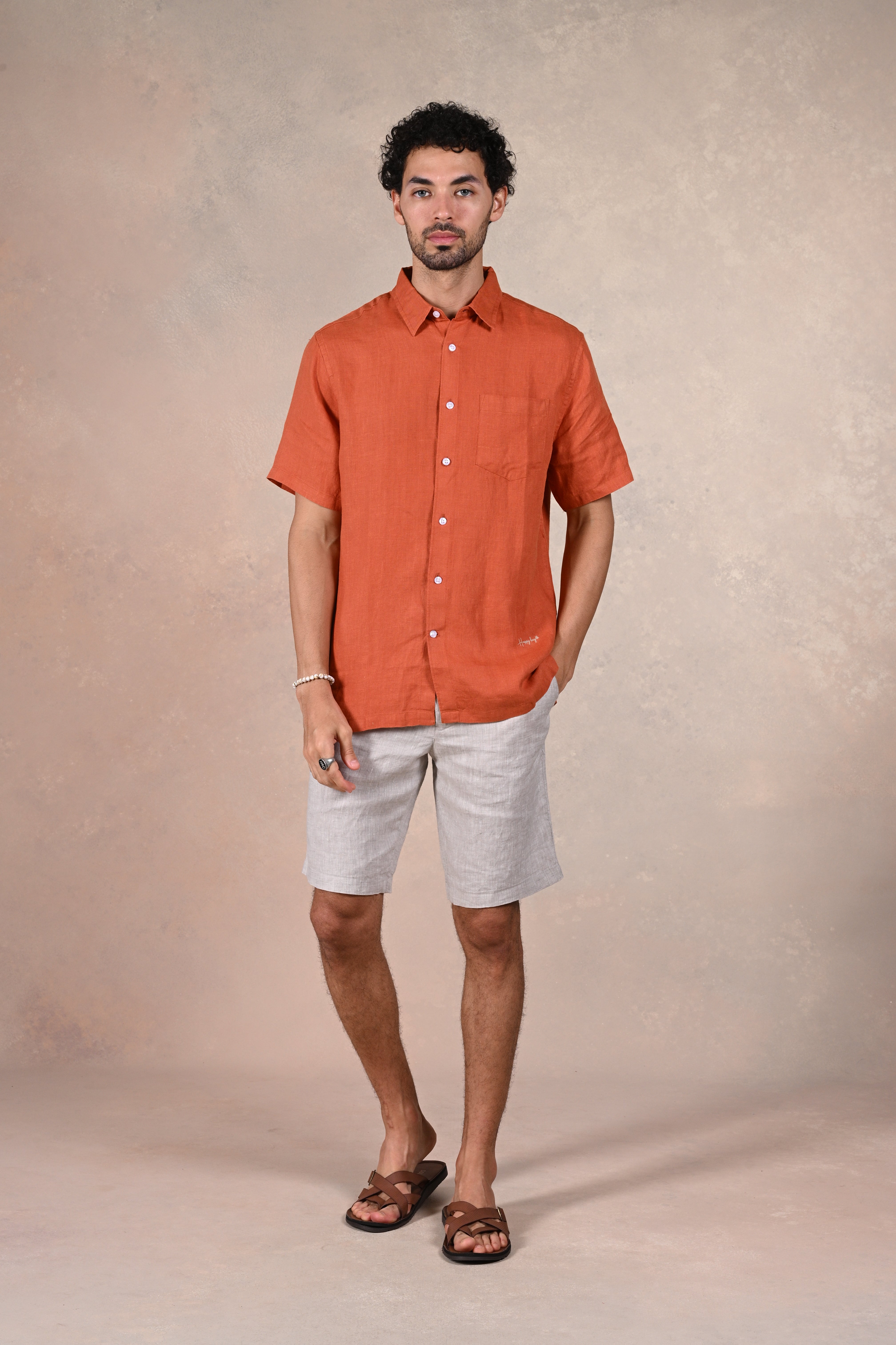 Timless Basics Orange Pure Linen Shirt - Pure Linen – World of Happy Bay