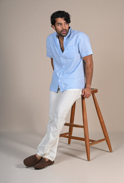 Beach Day Charm Cream Gray Pants — perfect men's summer casualwear. Shop now at Happy Bay Spain, UK & Europe!