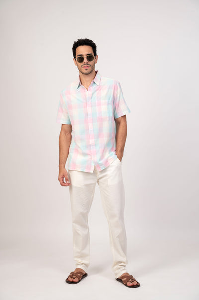 Happy Bay Cotton Candy Shirt Checkered pastel design for a playful look. Shop now!
