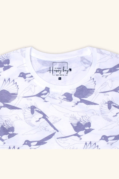 Happy Bay White Forest T-shirt for Men - Relaxed fit, perfect for casual outings. Shop now for laid-back style!