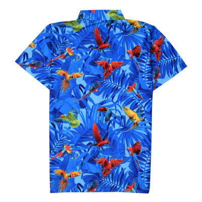 Birdie en camisa hawaiana azul