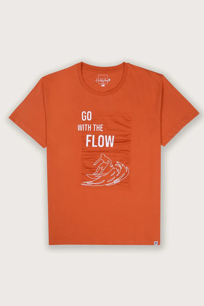 Flowing Waves, Happy Days | Catch the Surf Spirit Orange Crew T-Shirt