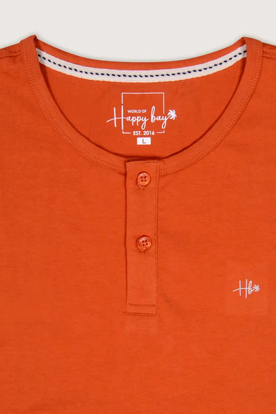 Sunset Glow | Zesty Delight Orange Henley T-Shirt