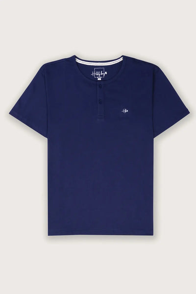 Sunset Glow | Zesty Delight Blue Henley T-Shirt
