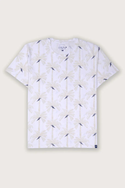 Perched in Paradise | Bluebird Bliss on the Breeze White Crew T-shirt
