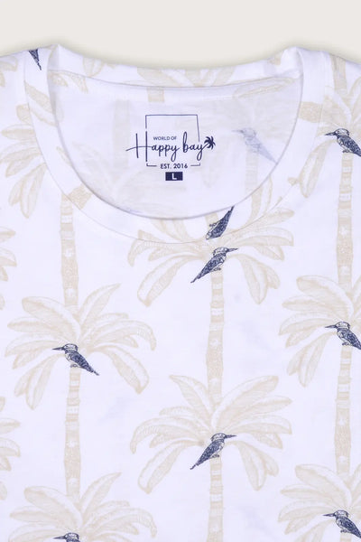 Perched in Paradise | Bluebird Bliss on the Breeze White Crew T-shirt