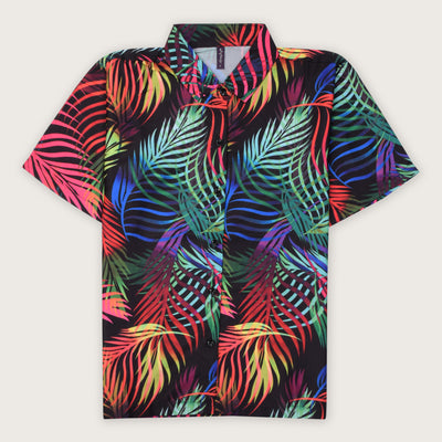 Make a statement with Happy Bay's Chrome Glow WoMen's Black Hawaiian Shirt - Shop now!