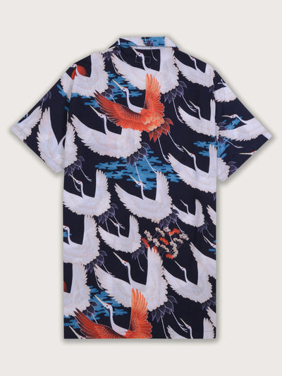 Tropical Flight | Sunset N' Seabirds Blue Resort Collar Shirts