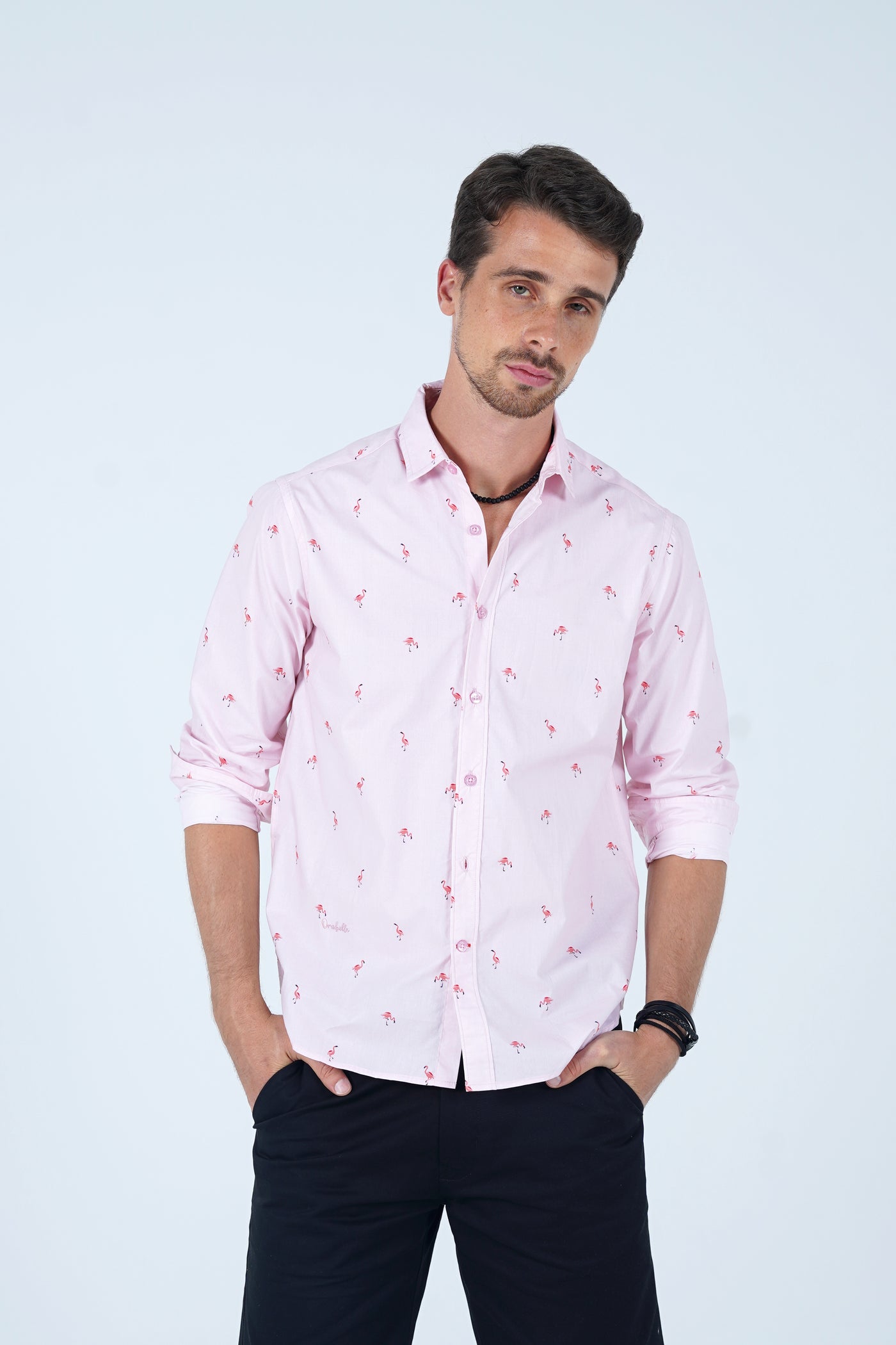 Stand out in the Happy Bay Flamingo Flock Pink Shirt - Shop now!